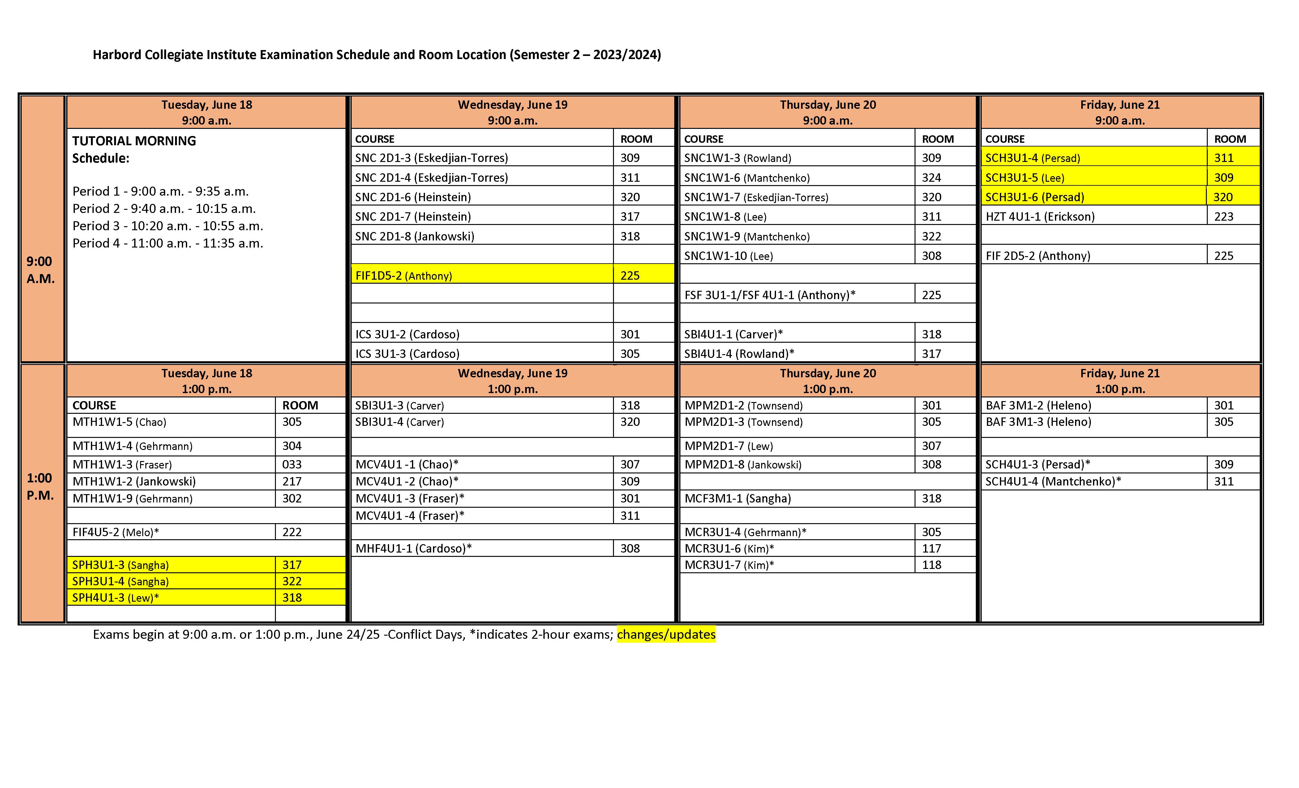 Harbord CI Exam Schedule 2024 - Semester 2 Final Rev_Page_1